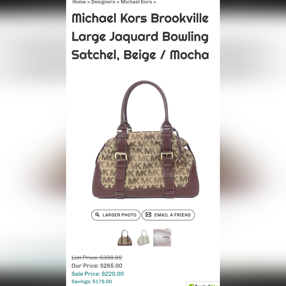 Michael Kors beige and brown logo leather handbag - Picture 5 of 6